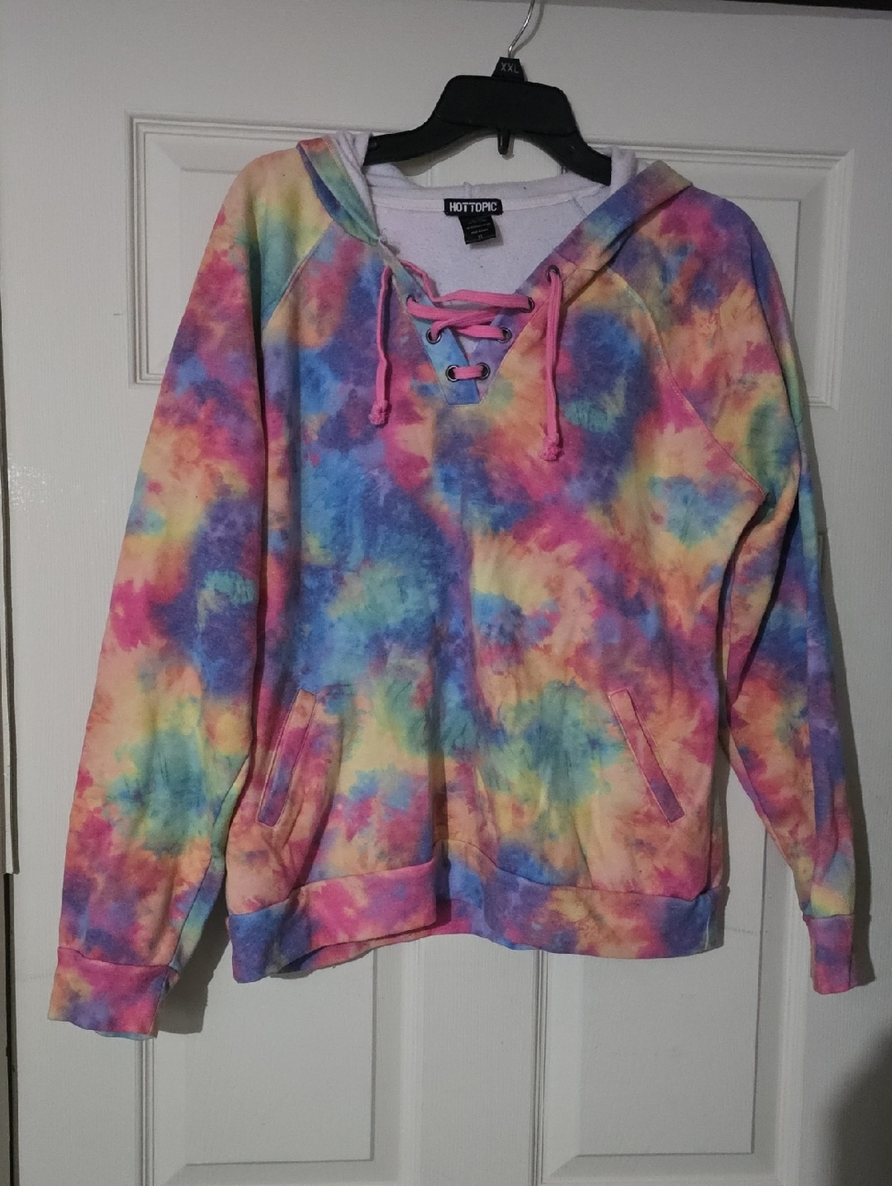 Hot Topic Tie-Dye Lace-Up Hoodie Sweater - Multi